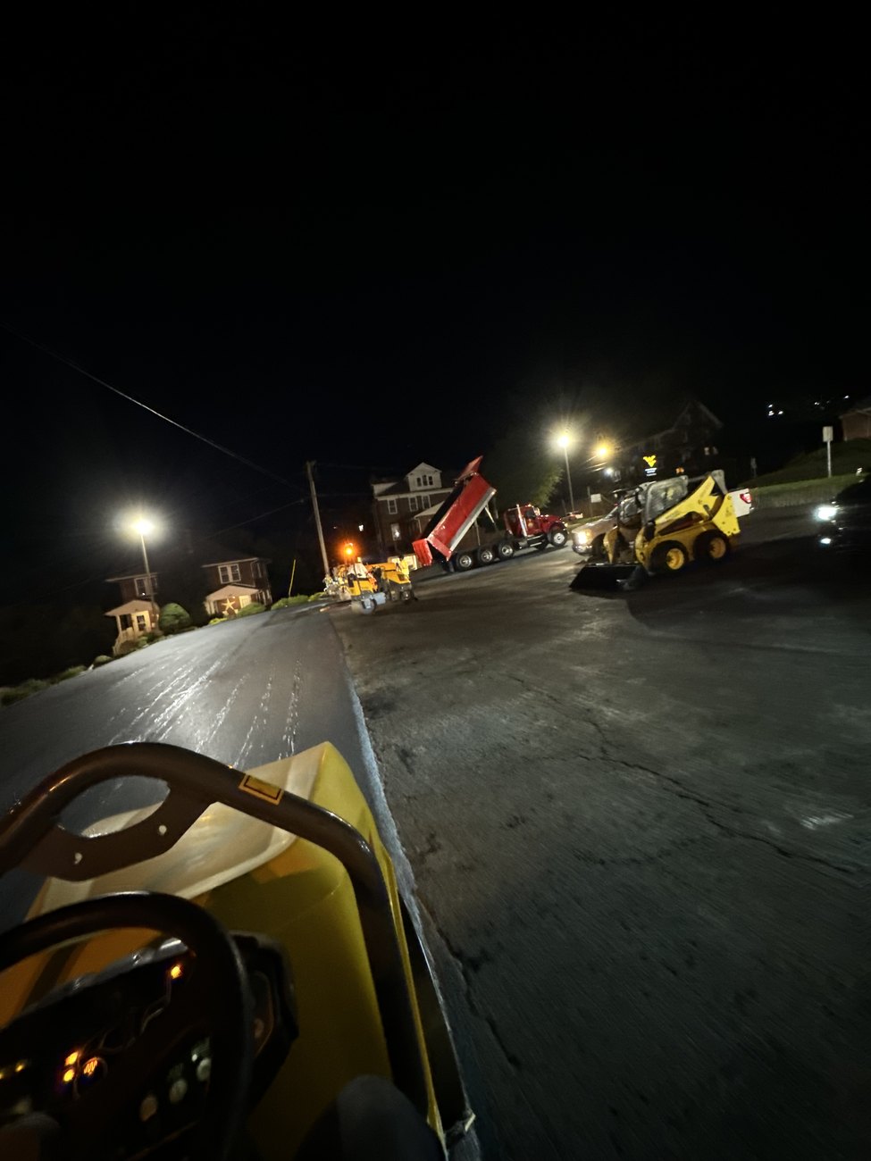 Night pour under the work lights